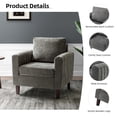 thumbnail image 3 of Comfy Velvet Fabric Club Chairs Set of 2 Upholstered Accent Armchairs Lounge Sofa Removable Backrest Wood Legs Home Living Room Grey, 3 of 7
