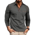 thumbnail image 2 of CAIVO Polo Shirts For Men Casual Shirt Long Sleeve Classic Plaid Button With Pockets Lapel Golf Tops For Business , M, 2 of 6