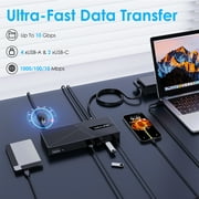 Universal Dock Station, 15-in-1 USB Dock with 100W Charge, HDMI&DP, 10Gbps USB, Gigabit Ethernet