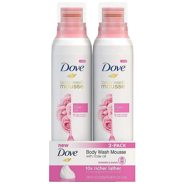 Dove Rose Oil Mousse Body Wash (2 Pack /10.3 Oz)