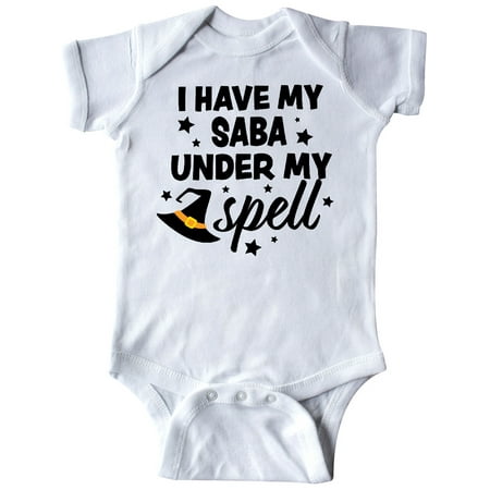 

Inktastic I Have My Saba Under My Spell with Cute Witch Hat Gift Baby Boy or Baby Girl Bodysuit