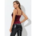 thumbnail image 3 of Allegra K Tops Básicos De Tirantes Camisola Con Ribete De Encaje De Terciopelo Para Mujer Rojo Oscuro XS, 3 of 4