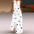 thumbnail image 3 of BJYX Robe Femmes Casual en Vrac Sans Manches Papillon Imprimé Longue Robe Vintage V-Cou Poche Été Bohème Robe de Soleil, 3 of 4