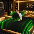 thumbnail image 4 of meiyoeat Modern Green Striped Queen Comforter Sets, Luxury Dark Gradient Bedding Set for Boys, Green, Black Reversible 3 Pieces, 1 Comforter and 2 Pillowcases, 4 of 6
