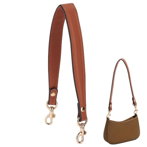 Genuine Leather Handle 20 Inch Purses Strap 1 inch Wide Purse Handle Brown Replacement Shoulder Bag Strap with Golden Buckles DIY