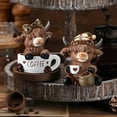 thumbnail image 6 of Seyotauo Highland Cow Figurines Christmas Hot Cocoa Highland Cow Gnomes Scottish Resin Statue Calf Lovers Gifts for Xmas Home Garden Kitchen Office Tiered Tray Table Decor, 6 of 6