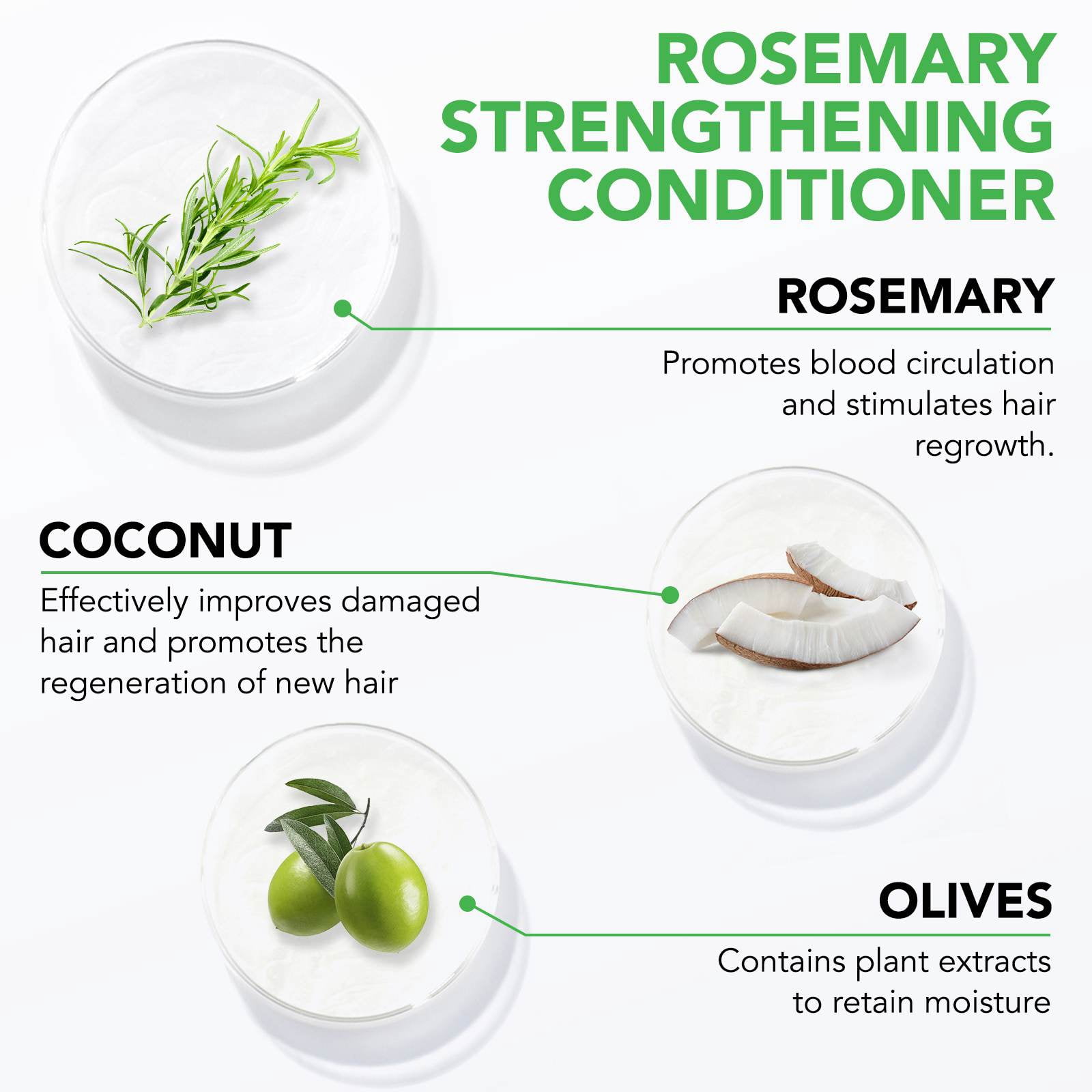 Aliver Rosemary Shampoo & Conditioner & Hair Mask Set, Infused with Biotin, Help with Hair Care, Strengthens & Nourishes Hair, Strengthen Weak and Brittle Hair, 3PCS