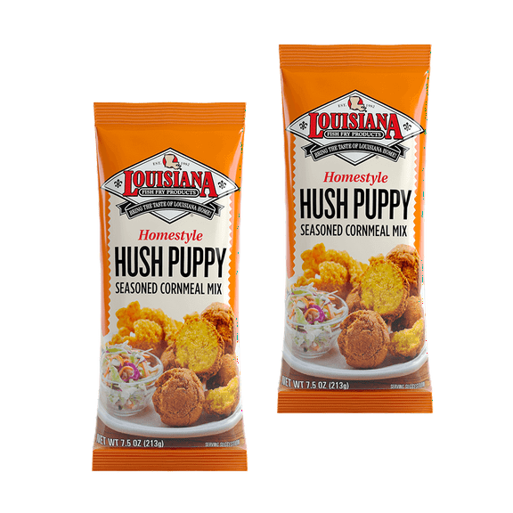 Louisiana Fish Fry Hush Puppy Seasoned Cornmeal Mix 7.5 oz - Pack of 2