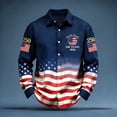thumbnail image 2 of FINALGANG Mens Point Collar Long Sleeve Button Down Shirt With USA Flag Print 250 Embroidered Patches Casual Loose Fit For Patriotic Events Fourth Of July Daily Wear Stylish Top XXXL, 2 of 3