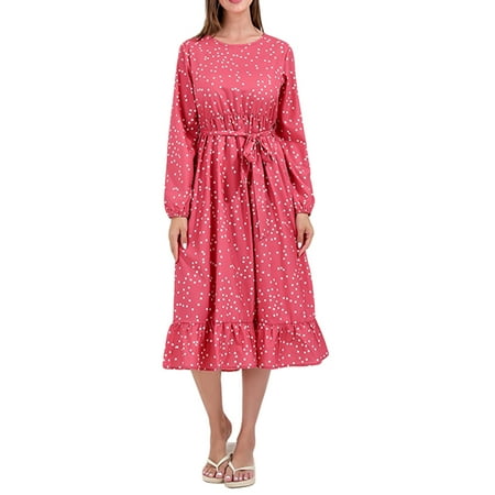 

Eyicmarn Mommy and Me Matching Clothes Mom Kid Girls Dots Print Ruffle Dress with Belt Baby Girls Romper Skirt