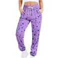 thumbnail image 3 of BiZtdJrK Vacation Sale Womens Stars Printed Sweatpants Drawstring Casual Sports Joggers Pants Elastic Waist Lounge Trousers with Pockets Purple XL, 3 of 6