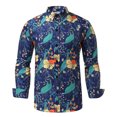 thumbnail image 3 of Yoodem Mens Shirts Men's T-shirts Men's Causal Long Sleeve Flower Printed Shirt Fit Slim Blouse Top Shirts for Men Navy L, 3 of 8