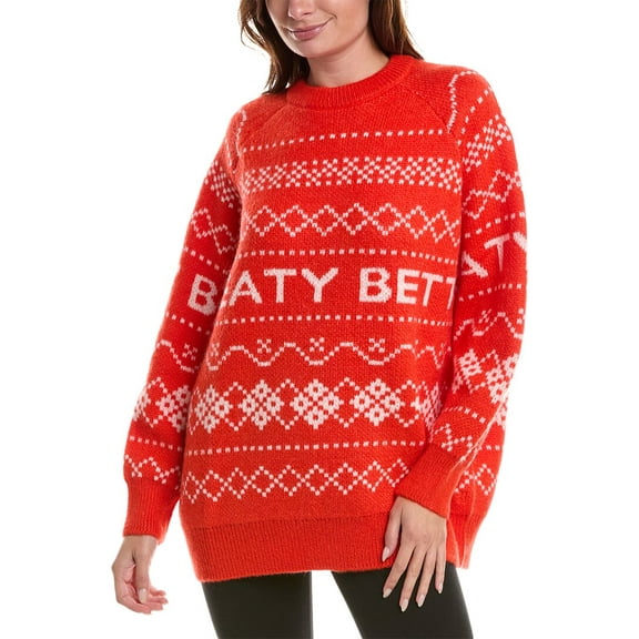 Sweaty Betty womens Snow Fairisle Mohair & Wool-Blend Sweater, S/M, Orange