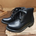 thumbnail image 2 of B91xZ Womens Brown Booties Waterproof Plush Chelsea Bootie Chelsea Boot,Black 6.5, 2 of 5