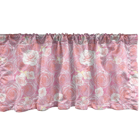 Ambesonne Rose Window Valance, Romantic Blooming Flora, 54" X 18", Pink Purple