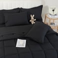 thumbnail image 3 of YEPCLUB Twin Size Comforter Set, 5-Piece Bed in a Bag, Ultra Soft Reversible All Season Bedding Set with Sheets, Pillowcase & Sham, Black, 3 of 6