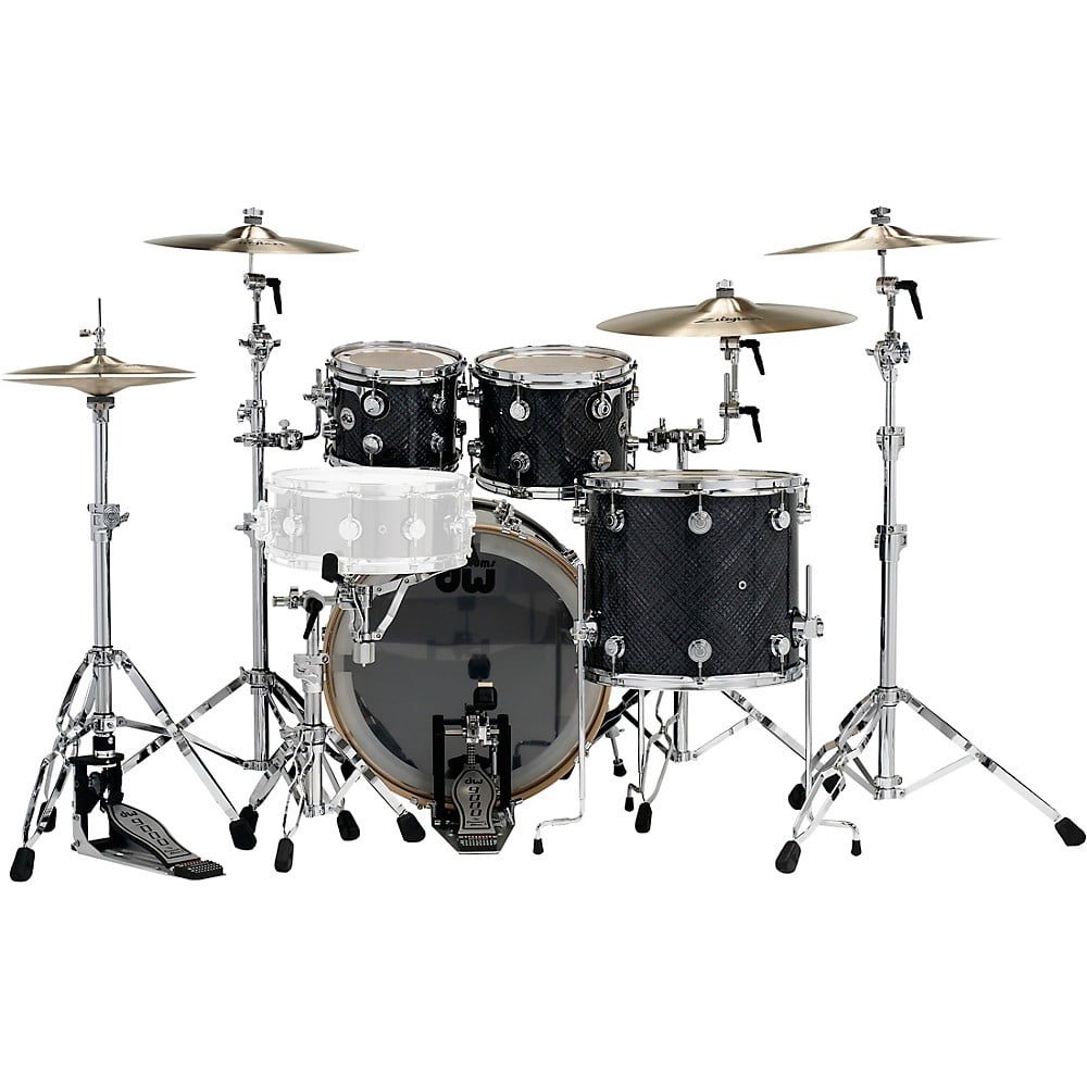DW SSC Collectors Series 4-Piece Finish Ply Shell Pack With 22" Bass Drum Grey Crystal Chrome Hardware