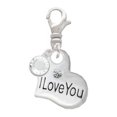 thumbnail image 2 of Delight Jewelry Silvertone Large I Love You Heart - Silvertone Clip on Charm with Clear Crystal Drop, 2 of 4