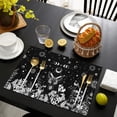 thumbnail image 4 of Black Gothic Sun Moon Flower Pattern Summer Placemats Table Placemats Set Of 4-Linen Kitchen Washable Placemats Table Mats 11.8"x17.7" Non-Slip Heat Resistant, 4 of 6