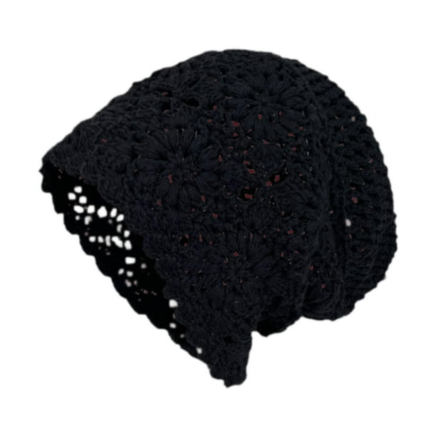 HOMEN CROCHET GANEI Soft hueca suave sombrero de verano para viaje de viaje de playa viajes de citas Negro