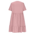 thumbnail image 6 of Qiopertar Summer Casual V-Neck Short Sleeve Mini Dress for Women Solid Color Knee-Length Party Wedding Cocktail Night Out Fashion Dress, Pink XL, 6 of 7
