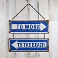 thumbnail image 3 of To Work To The Beach Metal Tin Arrow Sign Funny Nautical Ocean Coastal Home Bar Pub Room Wall Decor, 3 of 4