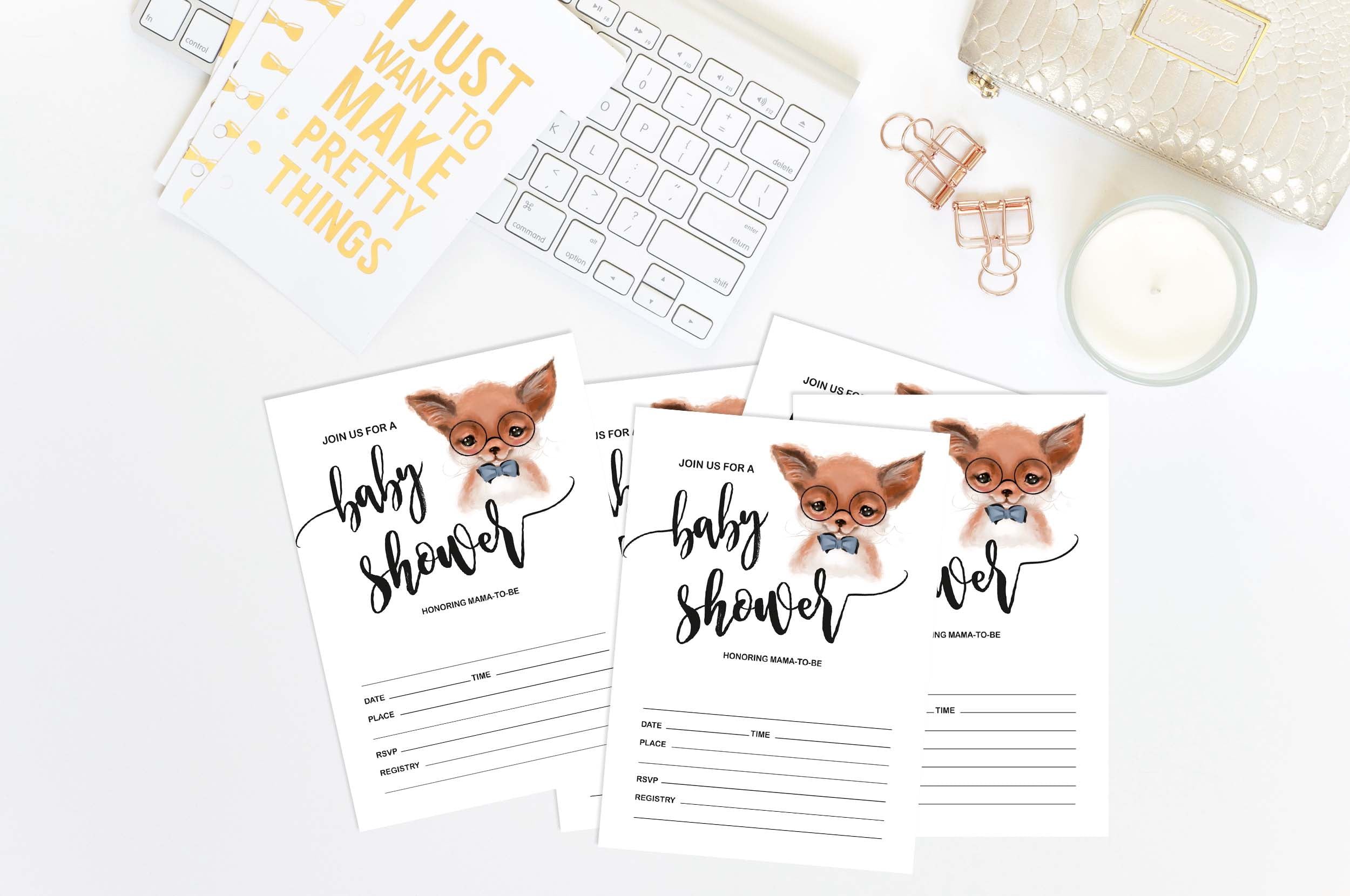 Inkdotpot 30 Fill In StyleBaby Shower Invitation Cards Fox Jungle Animals Blank Invites