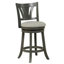 Resenkos 26.5 Inch Swivel Bar Stool with Backrest Soft Cushioned Seat and Footrest Gray-26.5 inches, Bar Height Stools, Bar Stools for Kitchen Island for Kitchen, Dining Room