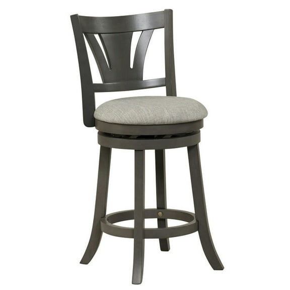 Resenkos 26.5 Inch Swivel Bar Stool with Backrest Soft Cushioned Seat and Footrest Gray-26.5 inches, Bar Height Stools, Bar Stools for Kitchen Island for Kitchen, Dining Room