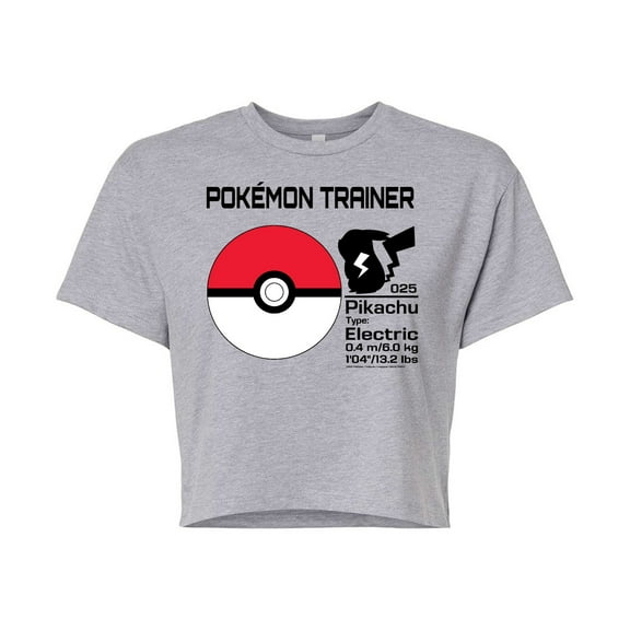 Pokémon - Pokeball Trainer - Juniors Cropped Cotton Blend T-Shirt