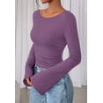 thumbnail image 3 of Top Corto de Manga Larga PRETTYGARDEN para Mujer en Morado Talla XL, 3 of 8