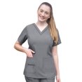 thumbnail image 1 of Bata médica Adar Pro Heather para mujer - Blusa médica con cuello en V elevado - P4212H - Gris jaspeado - M, 1 of 5