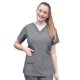 thumbnail image 1 of Bata médica Adar Pro Heather para mujer - Blusa médica con cuello en V elevado - P4212H - Gris jaspeado - M, 1 of 5