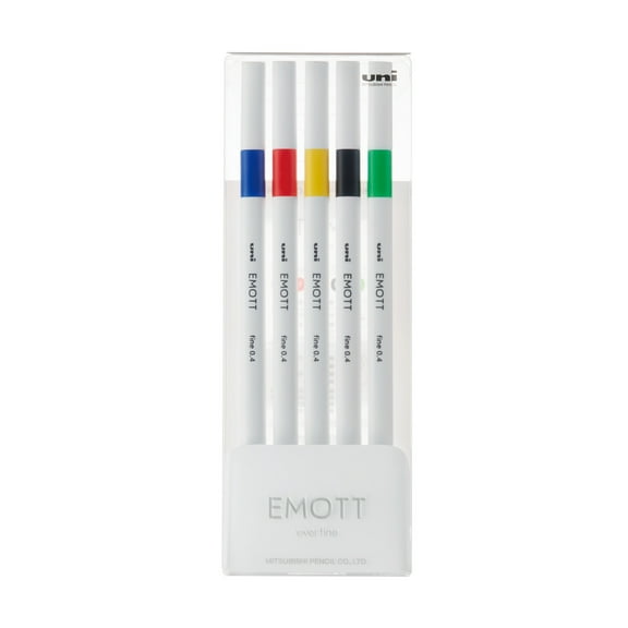 uniball EMOTT Fine Line Marker Pens, Micro Point (0.4mm), Assorted Vivid Colors, 5 Count