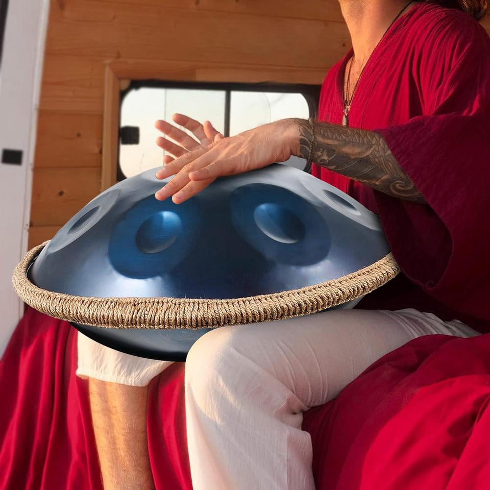WAASOSCON Music Handpan 18 Inches Classic 9-Note G Minor Hand Pan With Drum Storage Bag Mallet Braid Stand Sound Stickers Cleaning Cloth for Children Adults lovable
