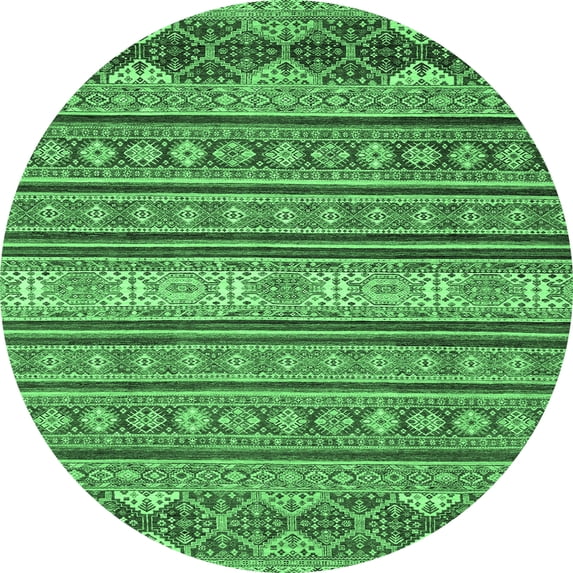Ahgly Company Indoor Round Oriental Emerald Green Modern Area Rugs, 3' Round