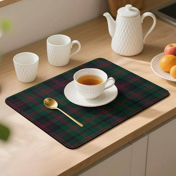 BLAIR MODERN TARTAN Placemats 40x30cm Non-Slip Desk Mat Table Protector Durable Diatomaceous Rounded Corners, Washable Table Pad for Home Office Made in USA
