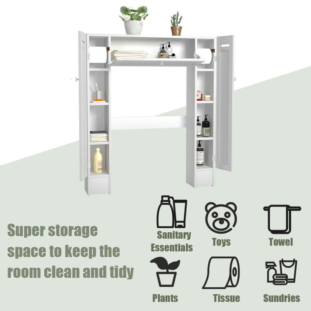 Finihen Toilet Storage Cabinet, Bathroom Cabinet Organizer, Wooden over the Toilet Storage Cabinet, for Bathroom, White