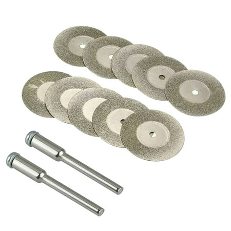 

Walmeck 10pcs Diamond Cutting Wheel Sawing Bladings with 2 Connection Shanks 20mm0.79in Cut-off Discs for Dremel Rotary Tool