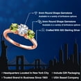 thumbnail image 2 of Gem Stone King 18K Rose Gold Plated Silver White Created Sapphire and Green Peridot Engagement Ring for Women | 2.10 Cttw | Round 6MM | Gemstone September Birthstone | Size 5, 2 of 6