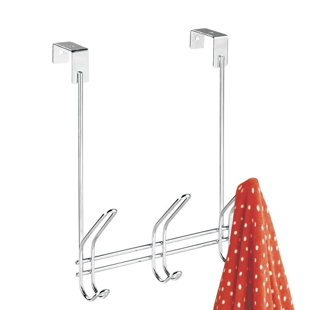 InterDesign Classico Organizador de metal para colocar sobre la puerta, estante con 3 ganchos para abrigos, sombreros, batas, toallas, chaquetas, bolsos, armario de dormitorio y baño, 5 x 8,2 x 12,5 p