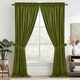 thumbnail image 2 of Olive Green Velvet Curtains Elegant Thermal Insulated Light Blocking Drapes for Office, Heavy Soft Curtains for Bedroom, Rich Earthy Tone Christmas Decor, W52 x L92, 2 Panels, 2 of 9