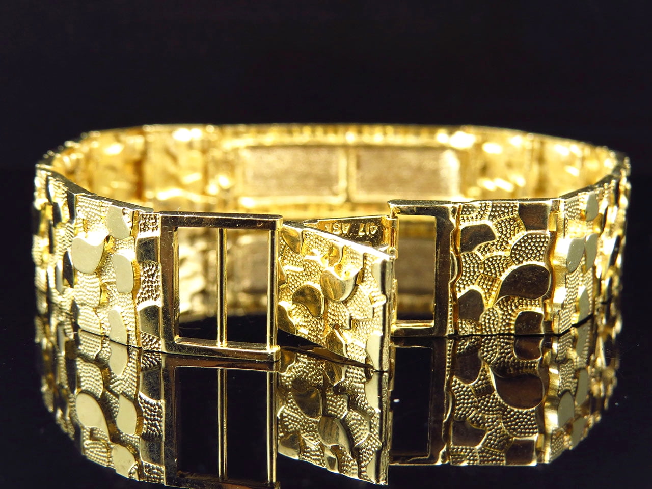 Solid 10k Gold Nugget Link Bracelet - ShopJW