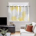 thumbnail image 5 of Yellow White Kitchen Curtains Short 45 Inch Length, Abstract Grey Chrysanthemum Flower Floral Grommet Top Bedroom Living Room Curtains, Light Filtering Cafe Curtain Drapes 2 Panels Set 84''x45'', 5 of 9