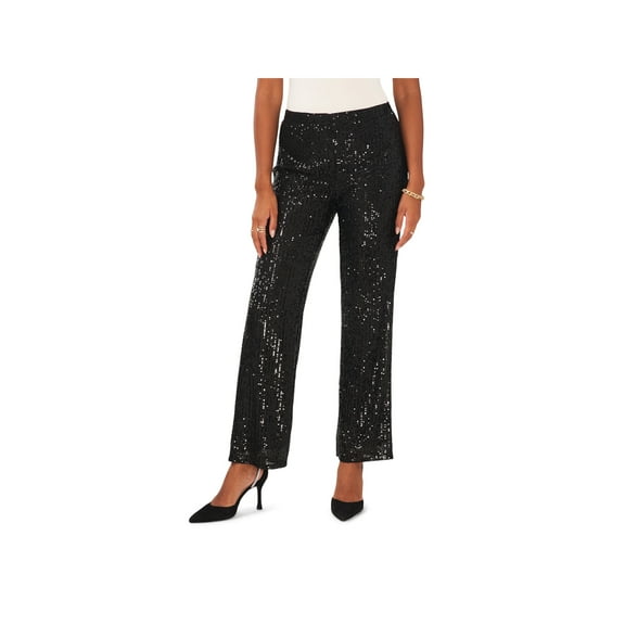 MSK Womens Black Lined Pull-on Party High Waist Pants L