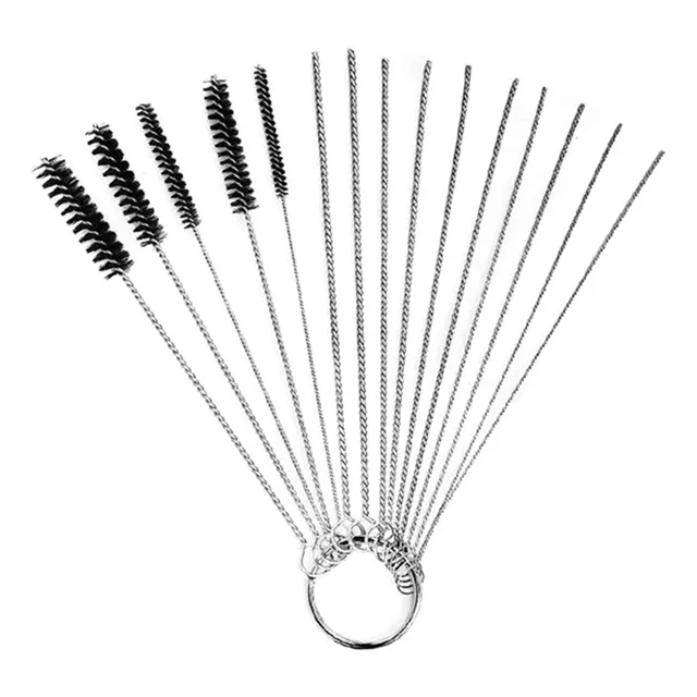 Set Cepillo Limpieza Botella Popote Tubular Nailon 13uds
