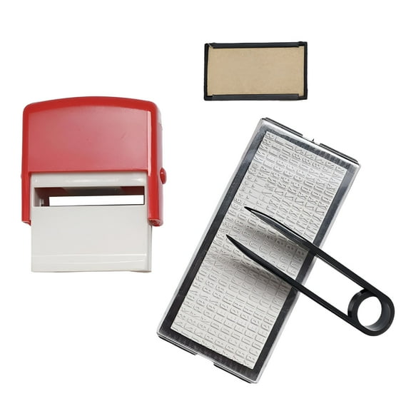 CCOCC DIY Custom Inking Stamp Set,Self Inking Business Address Letter,Handicrafts Printing Rubber Stamp Making Gifts,Educational Home School Red