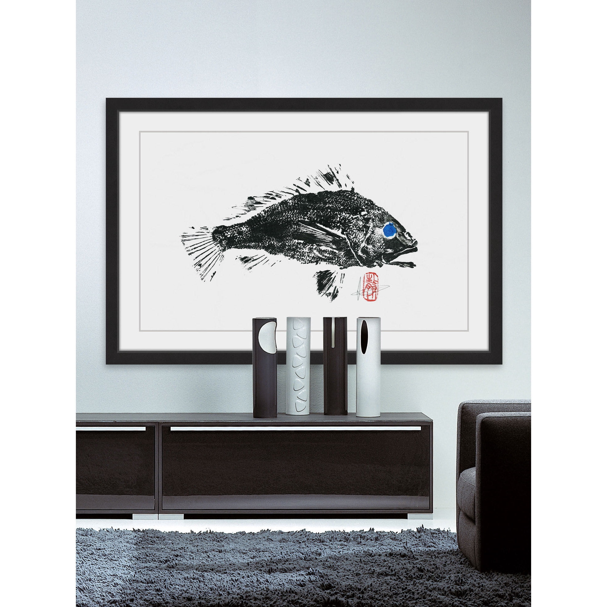 "Bass Yeux Bleus" Framed Painting Print