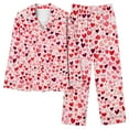 thumbnail image 6 of YTCAMLO Soft Comfy Pajama Sets for Women 2 Piece Cute Love Heart Printed Pjs Button Down Shirts Pants Loose Fit Valentines Lounge Set, Hot Pink1 XL, 6 of 6