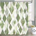 thumbnail image 5 of Sage Green Shower Curtain Set, Modern Geometric Diamond Pattern Print Art Decor Waterproof Bath Curtain, Green Gold Abstract Fabric Polyester Shower Curtains with Hooks for Bathroom,72X72IN, 5 of 5